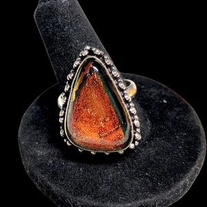 Dichroic glass sterling handmade artisan ring -8